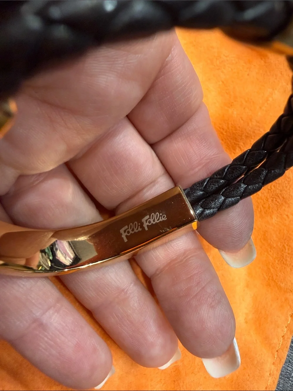 Brown Braided Leather Bracelet with Gold Four-Leaf Clover Charm